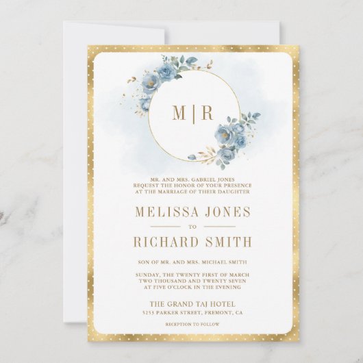 Zacht Stoffig Blauw Bloemengoud Alles in één bruil Kaart