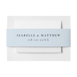 Zacht stoffig blauw bruiloft uitnodigingen wikkel