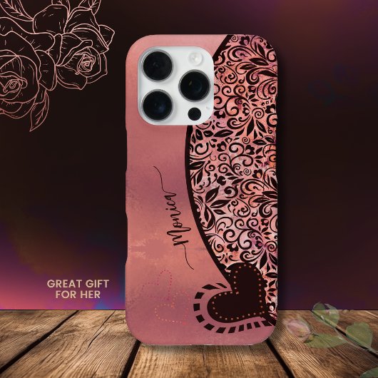 Zacht stoffig roze modern bloemenpatroon iPhone hoesje
