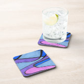 Zacht stromend abstract ontwerp in roze blauw viol bier onderzetter (Rechterzijde)