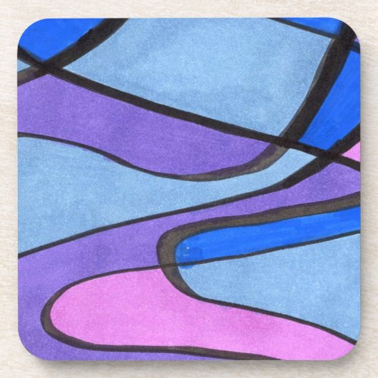 Zacht stromend abstract ontwerp in roze blauw viol bier onderzetter (Voorkant)