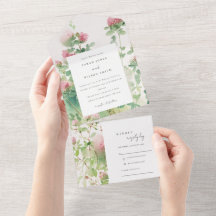 Zacht Subtiel Roze Waterverf Bloementuin Bruiloft