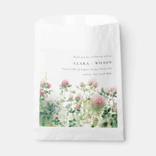Zacht Subtiel Roze Waterverf Bloementuin Bruiloft Bedankzakje (Voorkant)