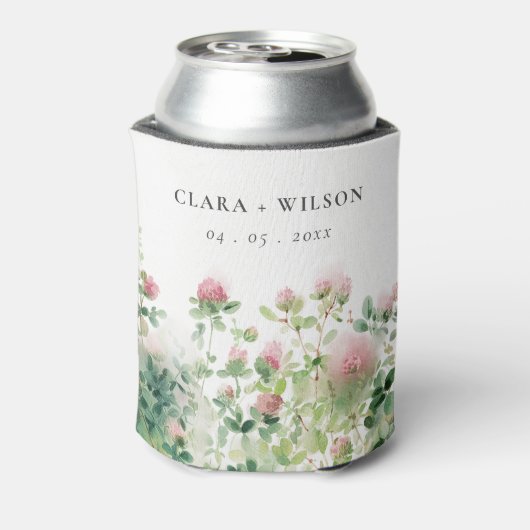 Zacht Subtiel Roze Waterverf Bloementuin Bruiloft Blikjeskoeler (Blikje Achterkant)