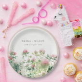 Zacht Subtiel Roze Waterverf Bloementuin Bruiloft Papieren Bordje (Feest)