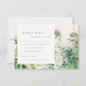 Zacht Subtiel Roze Waterverf Bloementuin Bruiloft RSVP Kaartje (Voorkant)