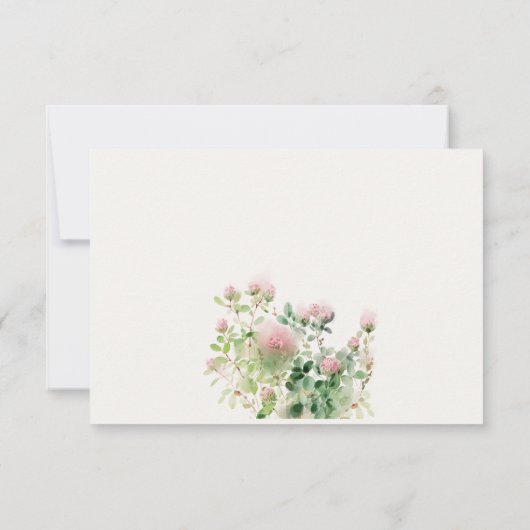 Zacht Subtiel Roze Waterverf Bloementuin Bruiloft RSVP Kaartje (Achterkant)