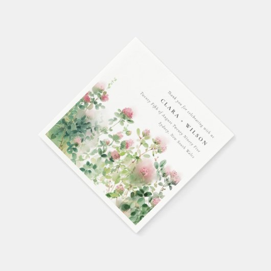 Zacht Subtiel Roze Waterverf Bloementuin Bruiloft Servet (Hoek)