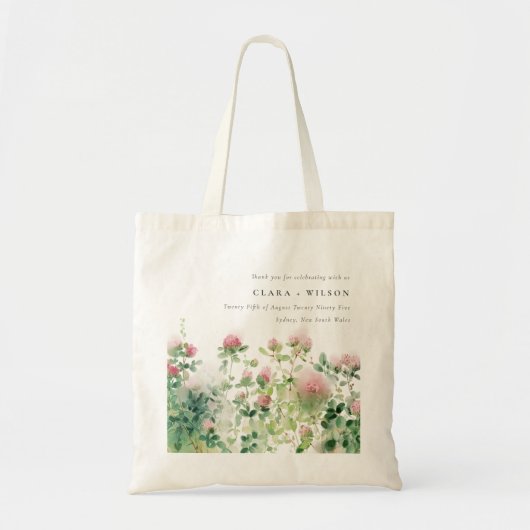Zacht Subtiel Roze Waterverf Bloementuin Bruiloft Tote Bag (Voorkant)