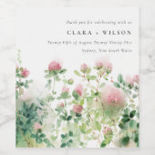 Zacht Subtiel Roze Waterverf Bloementuin Bruiloft Wijn Etiket (Enkel label)