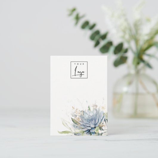 Zacht Succulent Bloemen Logo Blank Sieraden Displa Visitekaartje (Staand voorkant)