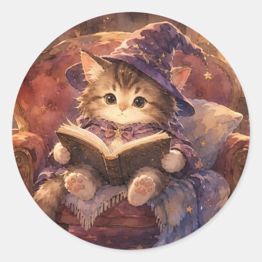 Zacht Toverkitten Leest Sticker (Voorkant)