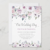 Zacht Violet Paars lavender White Floral Wedding Kaart (Voorkant)