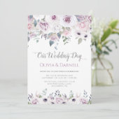 Zacht Violet Paars lavender White Floral Wedding Kaart (Staand voorkant)