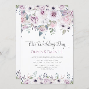 Zacht Violet Paars lavender White Floral Wedding Kaart