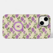 Zacht Violet Patroon op Bleek geel met Initiaal Case-Mate iPhone Case (Achterkant (horizontaal))