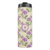 Zacht Violet Patroon op Bleek geel Thermosbeker (Voorkant)