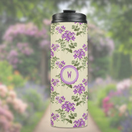 Zacht Violet Patroon op Bleek geel Thermosbeker