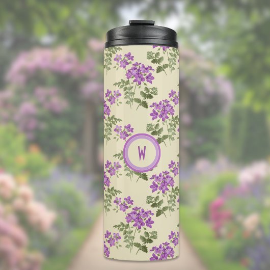 Zacht Violet Patroon op Bleek geel Thermosbeker