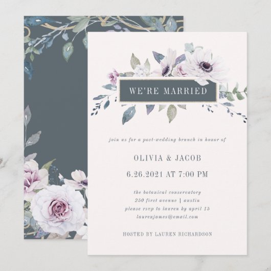 Zacht Violette Bloemige Blush en Grijs | We Zijn G Kaart (Voorkant / Achterkant)