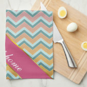 Zacht warme kleuren ZigZag Theedoek (Quarter Fold)