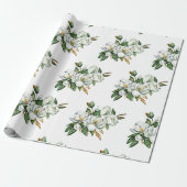 Zacht waterverf magnolia blauw patroon cadeaupapier (Uitgerold)