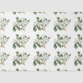 Zacht Waterverf Magnolia Patroon Blauw Tissuepapier