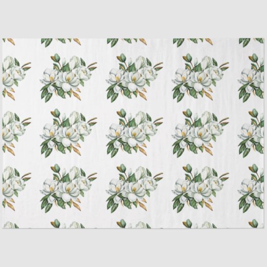 Zacht Waterverf Magnolia Patroon Blauw Tissuepapier (Voorkant)