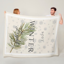Zacht winterlicht met dennentak en sneeuw fleece deken