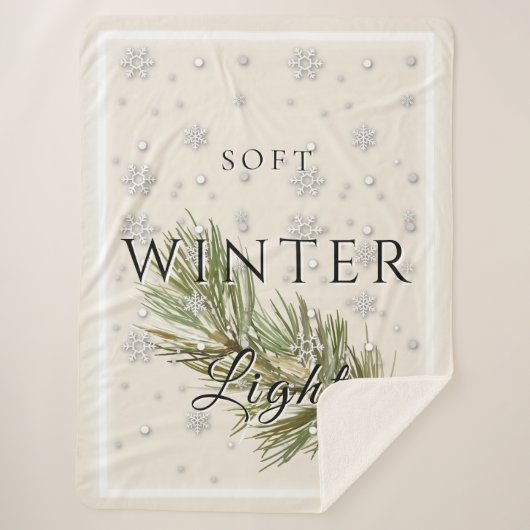 Zacht winterlicht met dennentak en sneeuw sherpa deken (Voorkant)