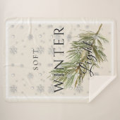 Zacht winterlicht met dennentak en sneeuw sherpa deken (Voorkant (horizontaal))