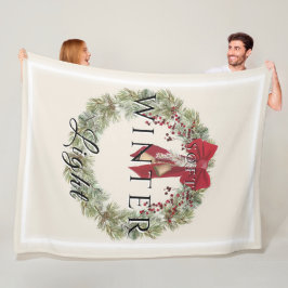 Zacht winterlicht met kerstkrans fleece deken
