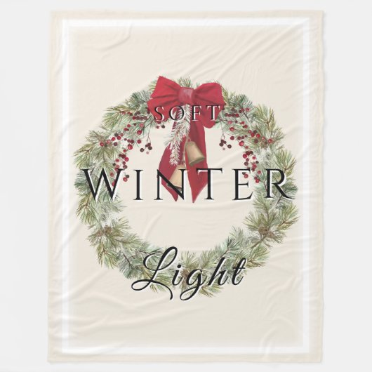 Zacht winterlicht met kerstkrans fleece deken (Voorkant)