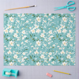 Zacht wit Bloemen Groen Blauw Elegantie Decoupage Tissuepapier