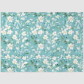 Zacht wit Bloemen Groen Blauw Elegantie Decoupage Tissuepapier (Voorkant)