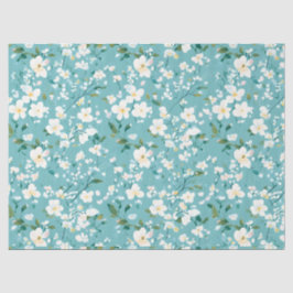 Zacht wit Bloemen Groen Blauw Elegantie Decoupage Tissuepapier