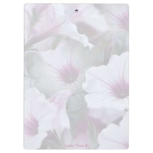 Zacht wit en roze petunias klembord (Achterkant)