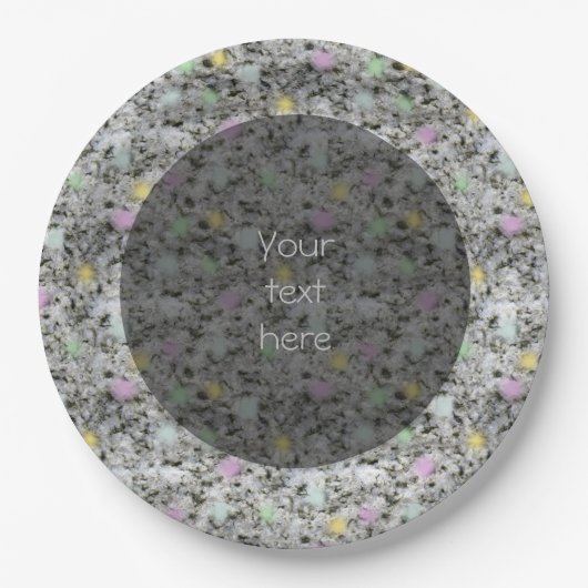 Zacht wit graniet pastel Stippen elke tekst Papieren Bordje (Voorkant)