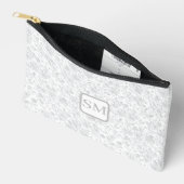 Zacht Wit Grijs Bloem Motief Monogram  Etui (Open)