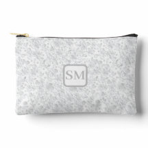 Zacht Wit Grijs Bloem Motief Monogram 