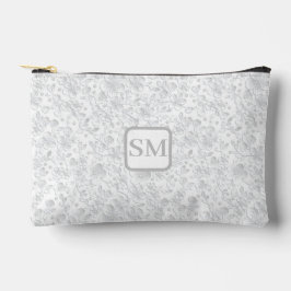 Zacht Wit Grijs Bloem Motief Monogram  Etui