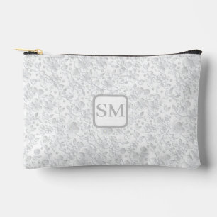 Zacht Wit Grijs Bloem Motief Monogram Etui