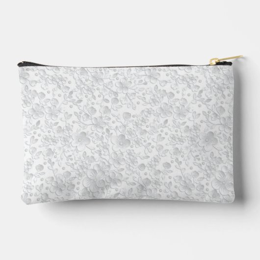 Zacht Wit Grijs Bloemen Monogram Etui (Achterkant)