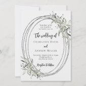 Zacht wit groen bruiloft kaart (Voorkant)