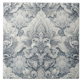 Zacht wit kant, zilveren accenten, naadloze luxe tegeltje