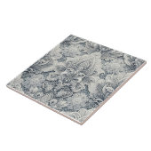 Zacht wit kant, zilveren accenten, naadloze luxe tegeltje (Zijkant)