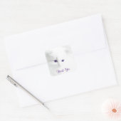 Zacht wit kitten met Paarse ogen Dank u Vierkante Sticker (Envelop)