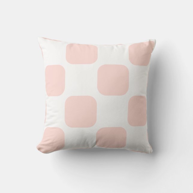 Zacht Wit & Pastel Roze Squircle Patroon Design Kussen (Voorkant)