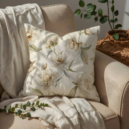 Zacht Witte Camelia Bloempatroon Kussen