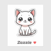Zacht Witte Kittens Sticker – Grote Ogen (Vel)